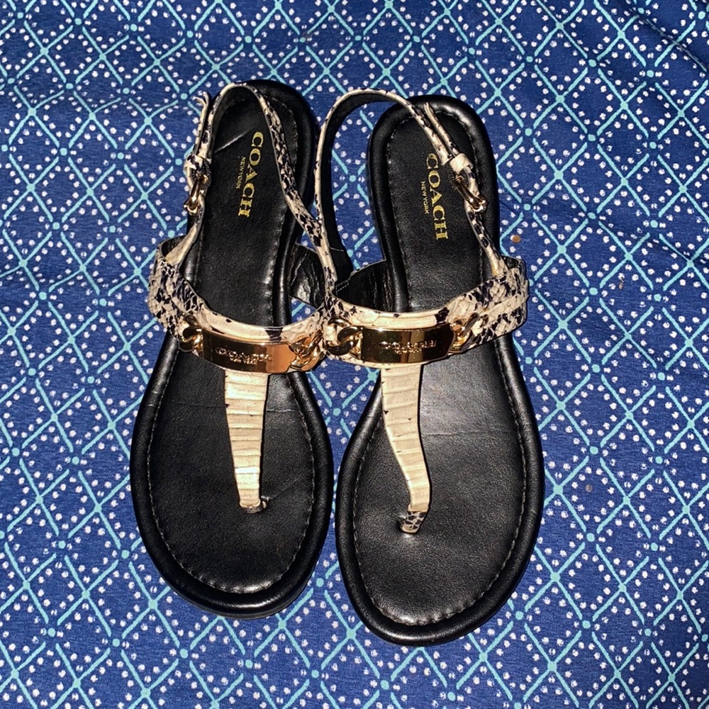 Coach Exotic Embossed leather caterine sandals.